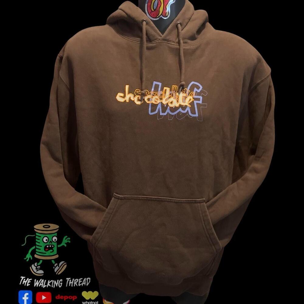 Huf x Chocolate Skate Brand Collab Hoodie Brown Size L